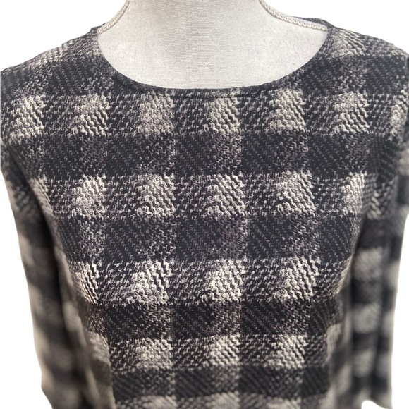 Artisan by Robin Barre gray/black plaid blouse with black chiffon underlay small - Picture 5 of 9